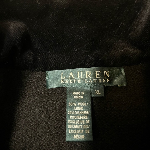 Lauren Ralph Lauren Wool Cashmere Embrioded Button Cardigan Women’s XL Black - Picture 11 of 12